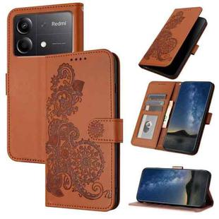 For Redmi Note 13R Pro / Xiaomi Poco X6 Neo Datura Flower Embossed Flip Leather Phone Case(Brown)