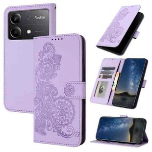 For Redmi Note 13R Pro / Xiaomi Poco X6 Neo Datura Flower Embossed Flip Leather Phone Case(Purple)