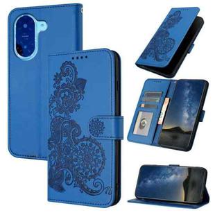 For Redmi A5 4G 171.7mm / Xiaomi Poco C71 Datura Flower Embossed Flip Leather Phone Case(Blue)