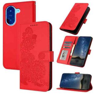 For Redmi A5 4G 171.7mm / Xiaomi Poco C71 Datura Flower Embossed Flip Leather Phone Case(Red)