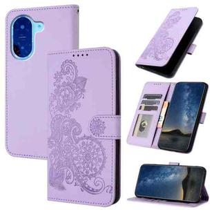 For Redmi A5 4G 171.7mm / Xiaomi Poco C71 Datura Flower Embossed Flip Leather Phone Case(Purple)