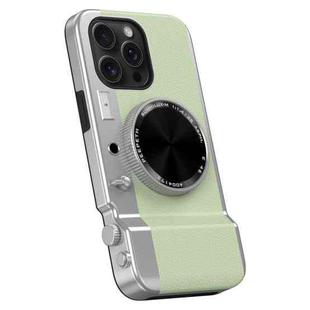 For iPhone 15 Pro Max 3D Retro Bluetooth Camera Magsafe Mirror Phone Case(Light Green)