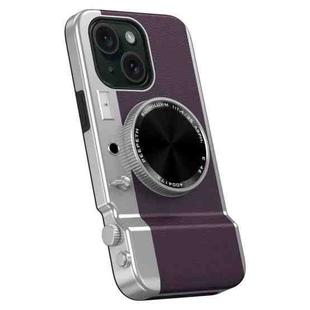 For iPhone 15 3D Retro Bluetooth Camera Magsafe Mirror Phone Case(Dark Purple)