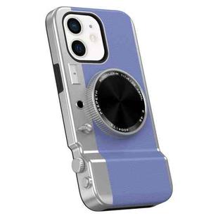 For iPhone 12 3D Retro Bluetooth Camera Magsafe Mirror Phone Case(Purple Blue)