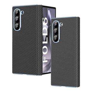 For Samsung Galaxy Z Fold6 5G Electroplated Carbon Fiber Pattern Folding Phone Case with Hinge(Black)