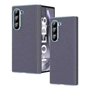 For Samsung Galaxy Z Fold6 5G Electroplated Carbon Fiber Pattern Folding Phone Case with Hinge(Grey)