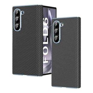 For Samsung Galaxy Z Fold5 5G Electroplated Carbon Fiber Pattern Folding Phone Case with Hinge(Black)