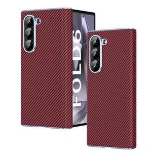 For Samsung Galaxy Z Fold5 5G Electroplated Carbon Fiber Pattern Folding Phone Case with Hinge(Red)