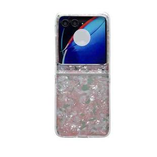 For Motorola Razr 40 Ultra Pearlescent Shell Texture Phone Case(Pink Green)