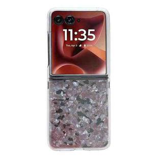 For Motorola Razr 60 Ultra Pearlescent Shell Texture Phone Case(Pink Green)