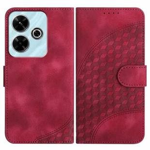 For Redmi 13 4G YX0060 Elephant Head Embossed Phone Leather Case with Lanyard(Rose Red)