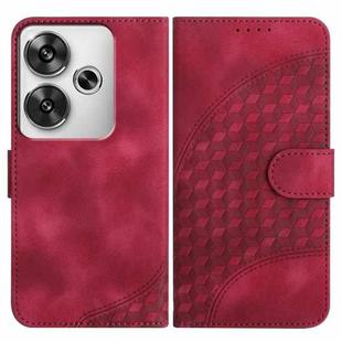 For Redmi Turbo 3 / Xiaomi Poco F6 YX0060 Elephant Head Embossed Phone Leather Case with Lanyard(Rose Red)