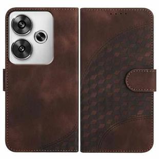 For Redmi Turbo 3 / Xiaomi Poco F6 YX0060 Elephant Head Embossed Phone Leather Case with Lanyard(Coffee)
