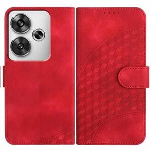 For Redmi Turbo 3 / Xiaomi Poco F6 YX0060 Elephant Head Embossed Phone Leather Case with Lanyard(Red)