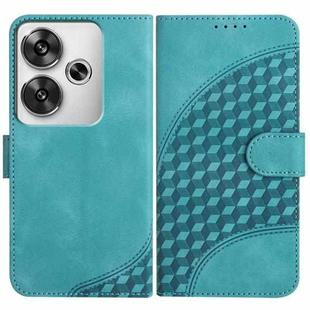 For Redmi Turbo 3 / Xiaomi Poco F6 YX0060 Elephant Head Embossed Phone Leather Case with Lanyard(Light Blue)