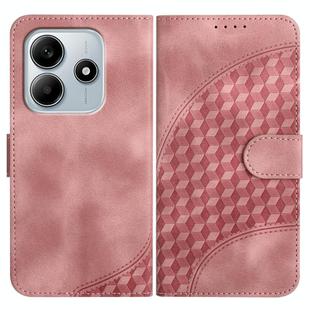 For Redmi Note 14 5G YX0060 Elephant Head Embossed Phone Leather Case with Lanyard(Pink)