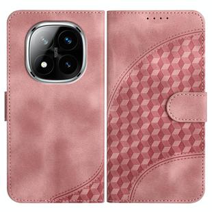 For Redmi Note 14 Pro+ 5G Elephant Head Embossed Phone Leather Case with Lanyard(Pink)