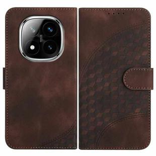 For Redmi Note 14 Pro+ 5G Elephant Head Embossed Phone Leather Case with Lanyard(Coffee)