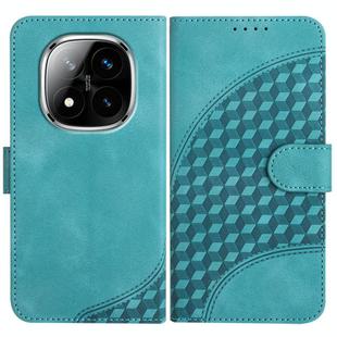 For Redmi Note 14 Pro+ 5G Elephant Head Embossed Phone Leather Case with Lanyard(Light Blue)