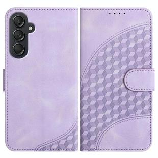 For Samsung Galaxy M35 Elephant Head Embossed Phone Leather Case with Lanyard(Light Purple)