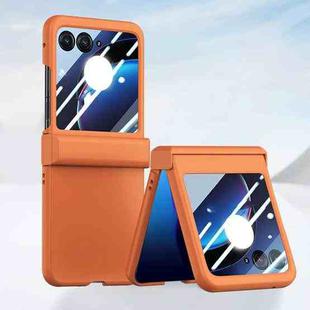 For Motorola Razr 50 Three-stage Integrated PC Skin Feel Shockproof Phone Case(Flaming Orange)