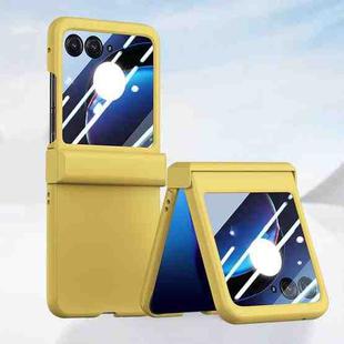 For Motorola Razr 50 Three-stage Integrated PC Skin Feel Shockproof Phone Case(Lemon Yellow)