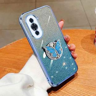 For Huawei nova 10 Plated Gradient Glitter Butterfly Holder TPU Phone Case(Sierra Blue)