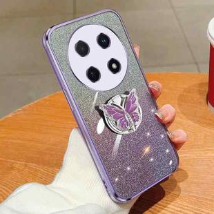 For Huawei Enjoy 70 Pro Plated Gradient Glitter Butterfly Holder TPU Phone Case(Purple)