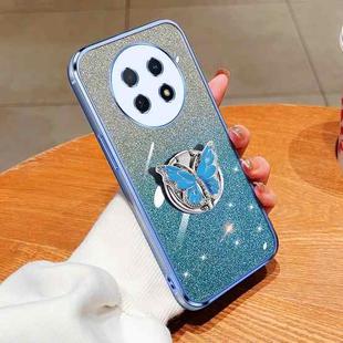 For Huawei Enjoy 60X Plated Gradient Glitter Butterfly Holder TPU Phone Case(Sierra Blue)