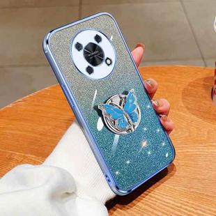 For Huawei Enjoy 50 Pro Plated Gradient Glitter Butterfly Holder TPU Phone Case(Sierra Blue)