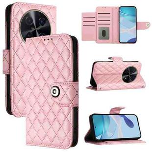 For Huawei nova 12i Rhombic Texture Flip Leather Phone Case with Lanyard(Pink)