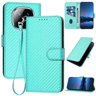 For Redmi Note 14 Pro+ 5G YX0070 Carbon Fiber Buckle Leather Phone Case with Lanyard(Light Blue)