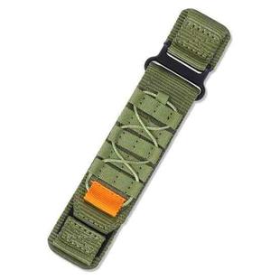 20mm Flat Rope Style Hook And Loop Fastener Nylon Watch Band(Army Green)