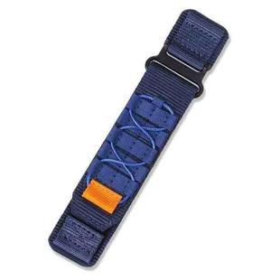 22mm Flat Rope Style Hook And Loop Fastener Nylon Watch Band(Dark Blue)