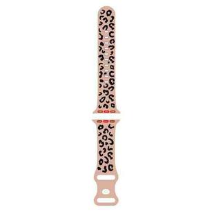 For Apple Watch SE 2023 40mm Concave Leopard Printed Silicone Watch Band(Milk Tea Black)