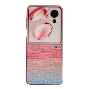 For Honor Magic V Flip Illusory Color Leather Texture PC Phone Case(Pink)