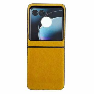 For Motorola Razr 50 Mink Plush PC Phone Case(Yellow)