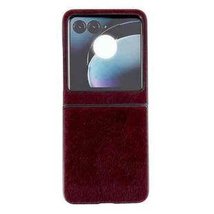 For Motorola Razr 50 Mink Plush PC Phone Case(Wine Red)