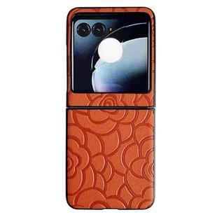 For Motorola Razr 50 Impression Flower Pattern Protective Phone Case(Orange)