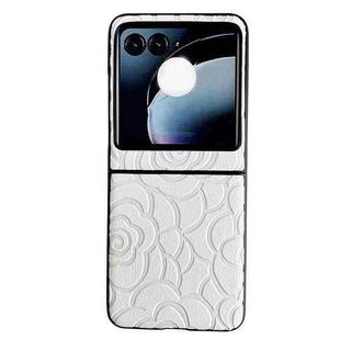 For Motorola Razr 50 Impression Flower Pattern Protective Phone Case(White)