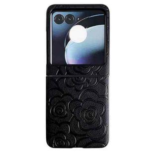 For Motorola Razr 50 Impression Flower Pattern Protective Phone Case(Black)