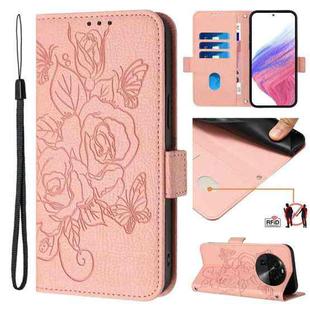 For OPPO Find X6 Pro Embossed Rose RFID Anti-theft Leather Phone Case(Pink)