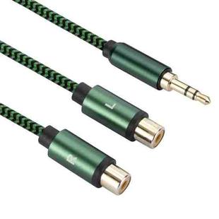 3.5mm Male to 2 RCA Female Audio Cable Amplifier Connector, Length:3m(Green)