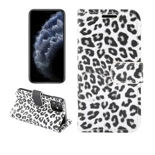 For iPhone 12 mini Leopard Print Pattern Horizontal Flip Leather Case with Card Slot and Holder(White)