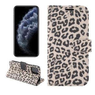 For iPhone 12 / 12 Pro Leopard Print Pattern Horizontal Flip Leather Case with Card Slot and Holder(Gray)