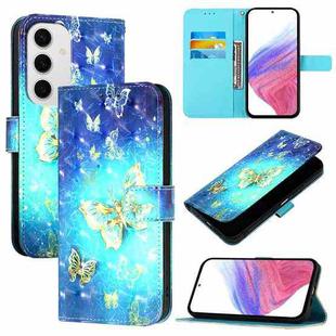 For Samsung Galaxy S24 FE 5G 3D Painting Horizontal Flip Leather Phone Case(Golden Butterfly)