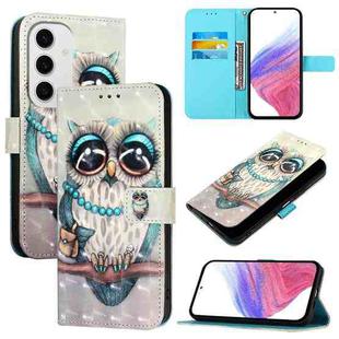 For Samsung Galaxy S24 FE 5G 3D Painting Horizontal Flip Leather Phone Case(Grey Owl)