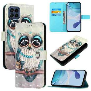 For Samsung Galaxy M53 5G 3D Painting Horizontal Flip Leather Phone Case(Grey Owl)