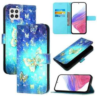 For Samsung Galaxy A22 4G 3D Painting Horizontal Flip Leather Phone Case(Golden Butterfly)