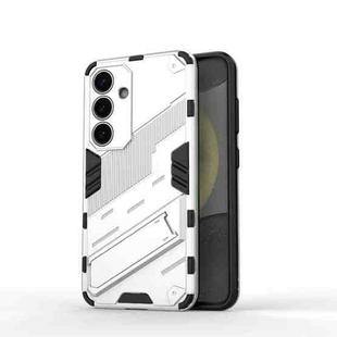 For Samsung Galaxy S25 5G Punk Armor 2 in 1 PC + TPU Shockproof Phone Case with Invisible Holder(White)